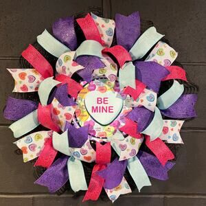 Valentines Day Wreath 20 inch Handmade Deco Mesh Door Decor